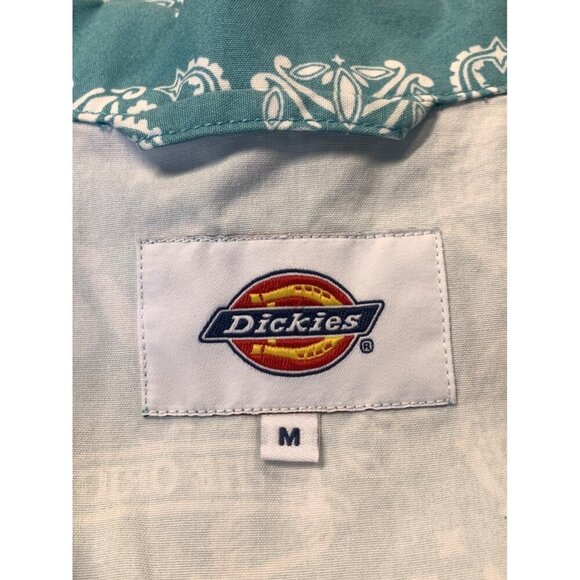 Dickies Mens Size Medium Button Up Work Shirt Bandana Blue White Paisley Vintage - Picture 5 of 8